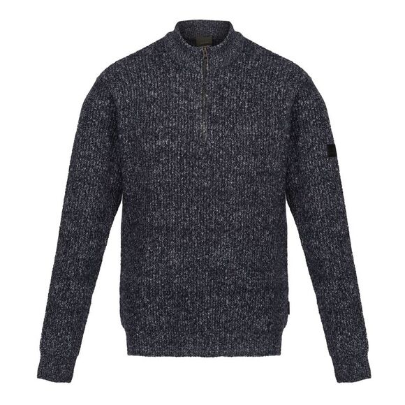 Regatta Professional Mens Marl Knitted Zip Neck Sweatshirt / Navy